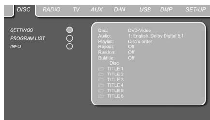 HARMAN KARDON DL 240HD - On Screen Display Menu for the DVD receiver - 1