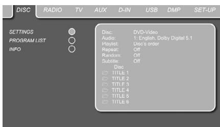 HARMAN KARDON DL 646HD - On Screen Display Menu for the DVD receiver - 1