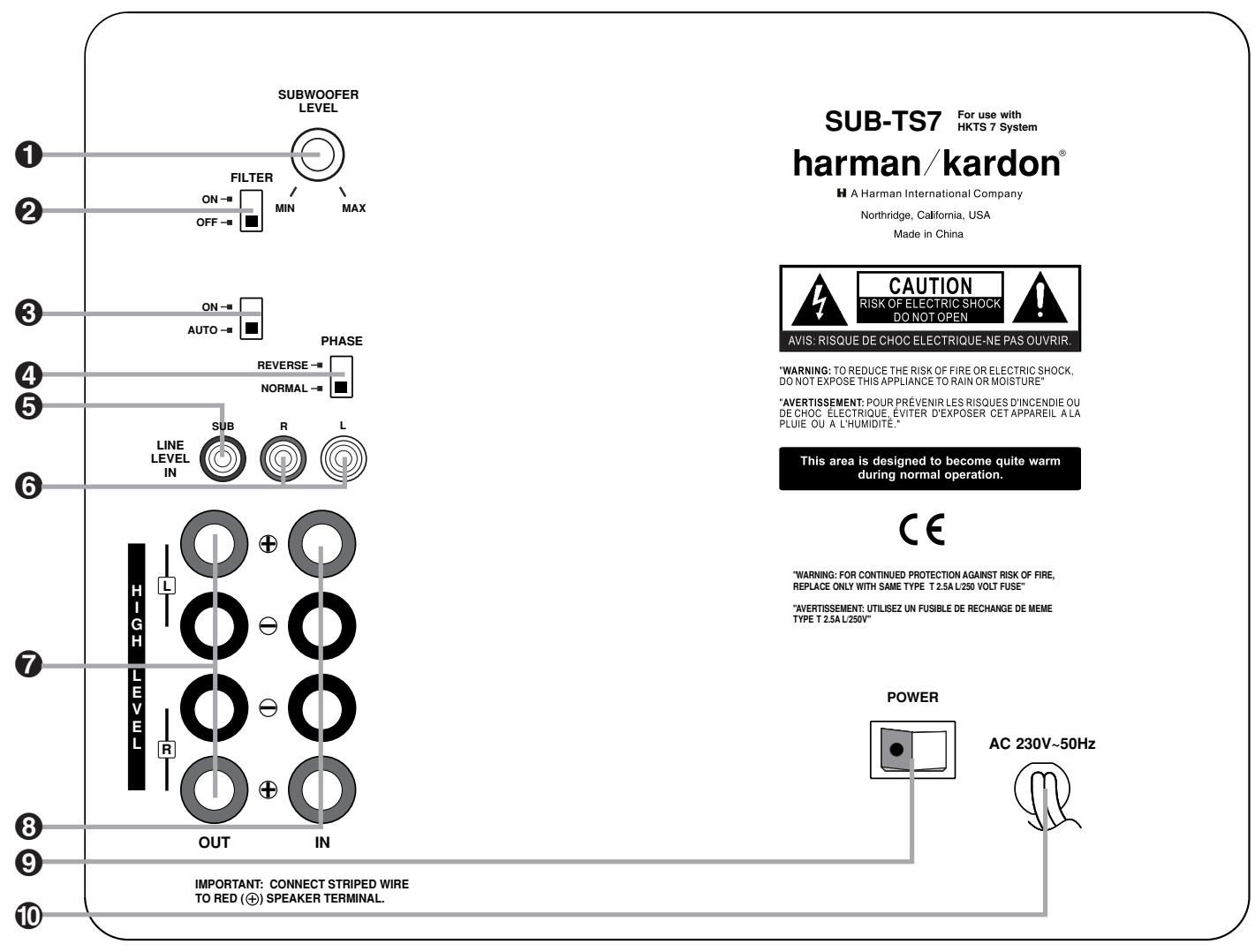 HARMAN KARDON HKTS 7 [HKTS 7/230] - RISK OF ELECTRIC SHOCK DO NOT OPEN - 4