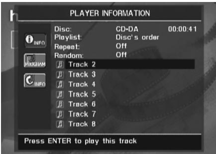 HARMAN KARDON SYSTEM 13828 - Using the Player Information Menu - 1