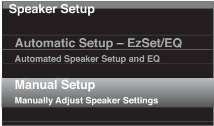HARMAN KARDON AVR 265 - Étape 3 - Menu de configuration manuelle des haut-parleurs - 1