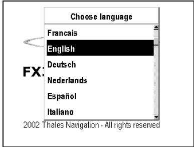 MAGELLAN FX324 MAP - Choosing the Display Language - 1