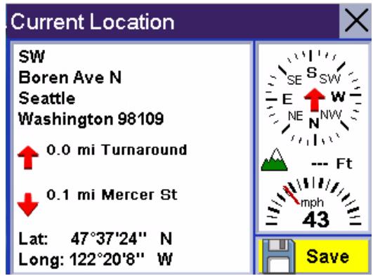 MAGELLAN ROADMATE 2200T - Locate Screen (Tap the top bar on the Map screen) - 1