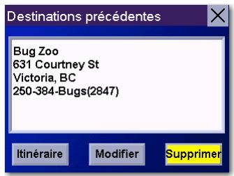 MAGELLAN ROADMATE 6000T - Supprimer une destination précédente - 2