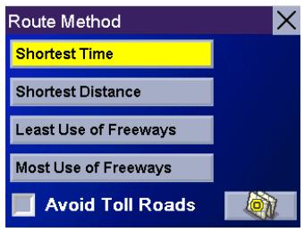 MAGELLAN ROADMATE 860T - Choosing the Route Method - 1