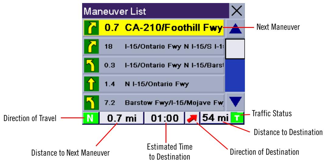 MAGELLAN 6000 - Maneuver List Screen - 1