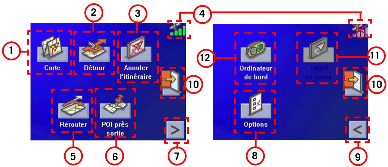 MAGELLAN CROSSOVERGPS - Les écrans du menu principal - 1