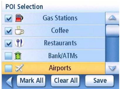 MAGELLAN ROADMATE 1200 - Selecting POIs to be Displayed on the Map - 2