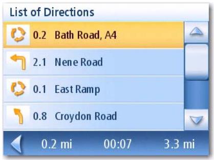 MAGELLAN ROADMATE 1215 - List of Directions Screen - 1