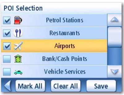 MAGELLAN ROADMATE 1215 - Selecting POIs to be Displayed on the Map - 2