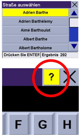 MAGELLAN ROADMATE 300 - Hilfe bei der Eingabe von Straβennamen - 1