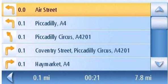 MAGELLAN MAESTRO 4010 - List of Directions Screen - 1
