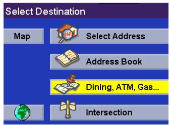 MAGELLAN ROADMATE 300R - Selecting a Destination Using "Dining, ATM, Gas..." - 1