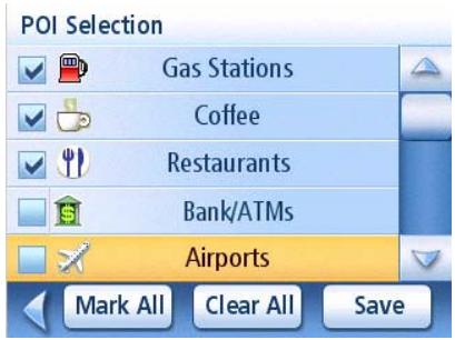 MAGELLAN MAESTRO 3220 - Selecting POIs to be Displayed on the Map - 2