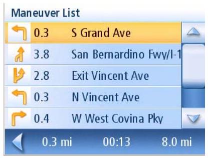 MAGELLAN MAESTRO 3250 - Maneuver List Screen - 1