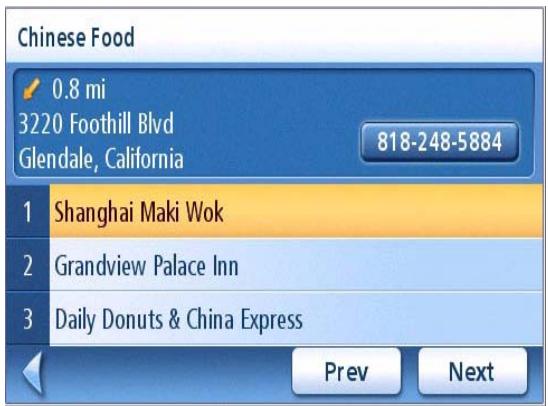 MAGELLAN MAESTRO 3250 - Sample Nearest Restaurant - 3