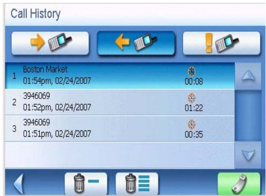 MAGELLAN MAESTRO 4250 - Placing a Call Using Call History - 5