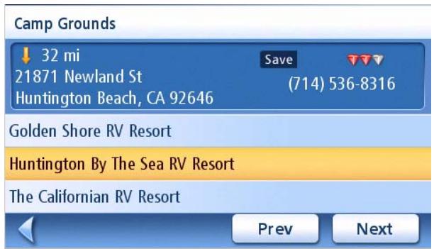 MAGELLAN MAESTRO 4250 - Getting Campground Information - 1