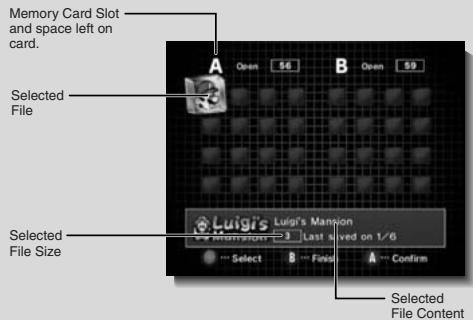 NINTENDO GAMECUBE SYSTEM - NOTE: You cannot move or copy files in the following cases: - 1