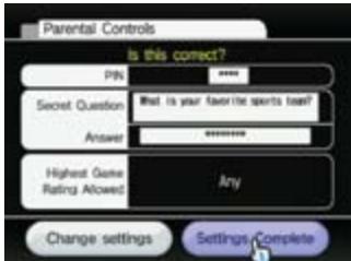 NINTENDO WII CHANNELS AND SETTINGS - Wii Parental Controls - 2