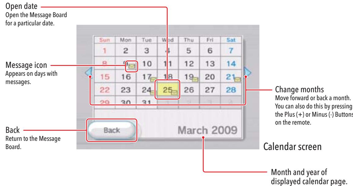 NINTENDO WII CHANNELS AND SETTINGS - Calendar - 2