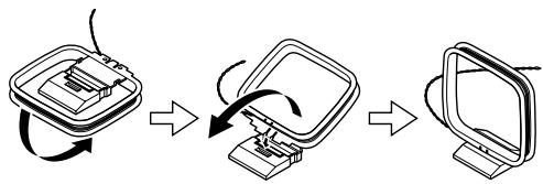 ONKYO CR-505 - Assemble the AM loop antenna, inserting the tabs into the base, as shown. - 1