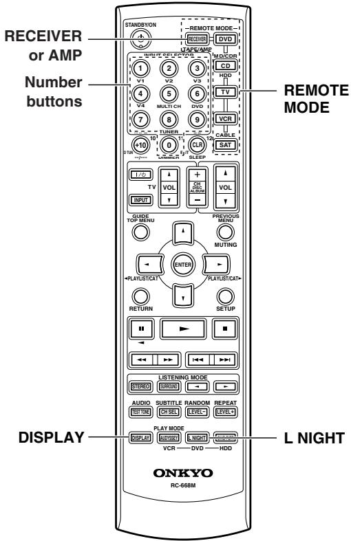 ONKYO HT-R640 - Entering Remote Control Codes - 1