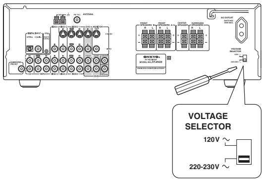 ONKYO HT-S670 - Setting the Voltage Selector (Worldwide model only) - 1