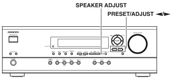 ONKYO HT-S670 - Press PRESET/ADJUST  repeatedly to select the crossover frequency. - 1