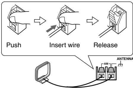 ONKYO SKC-750C - Connect both wires of the AM loop antenna to the AM push terminals, as shown. - 1