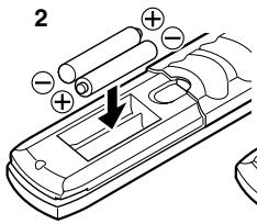 ONKYO TX-DS595 - Installing the remote controller batteries - 2