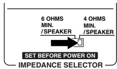 ONKYO TX-DS595 - Set the IMPEDANCE SELECTOR switch according to the impedance of the speakers being connected. - 1