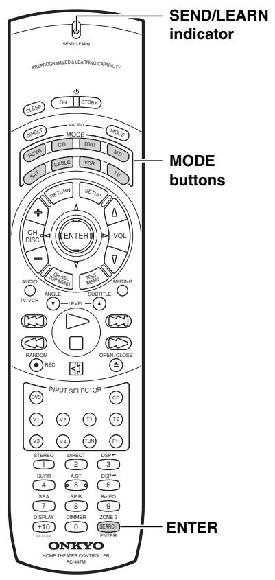 ONKYO TX-DS595 - Programming the commands of remote controllers for other devices into the remote controller - 2