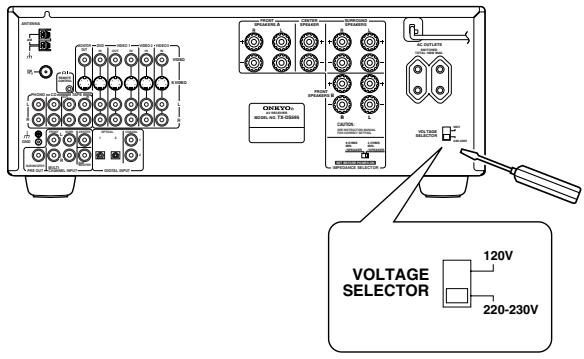 ONKYO TX-DS595 - Setting the Voltage selector (Worldwide models only) - 1
