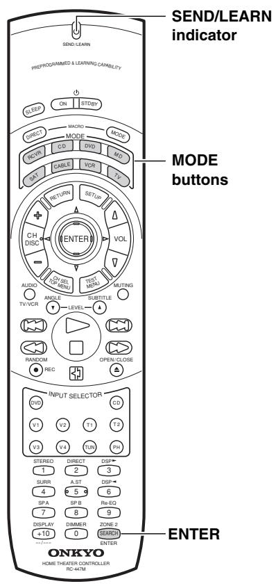 ONKYO TX-DS595 - Programming the commands of remote controllers for other devices into the remote controller - 1