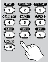 ONKYO TX-SR805 - Utilisez les boutons de sélection de source pour spécifier la source audio que vous souhaitez enregistrer. - 1