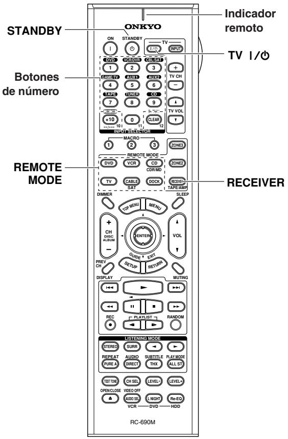ONKYO TX-SR805 - Introducir un número de control remoto - 1