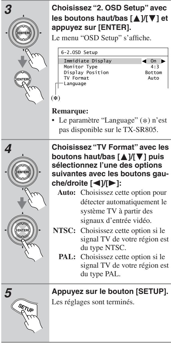 ONKYO TX-SR875 - Réglage du format TV (pas sur le modèle américain du nord) - 3