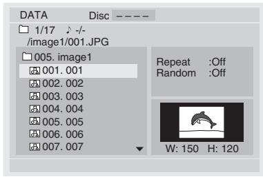 ONKYO DR-S501 - Use the Up and Down [▲]/[▼] buttons to select images and sub folders in the open folder. - 1