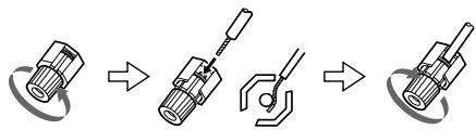 ONKYO HT-S770 - Unscrew the terminal. Fully insert the wire. Screw the terminal tight. - 1