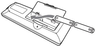 ONKYO HTX-22HD - Insert the two supplied batteries (AA/ R6) in accordance with the polarity diagram inside the battery compartment. - 1