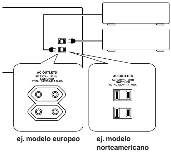 ONKYO TX-8555 - Conectar los cables de alimentación de otros componentes - 1