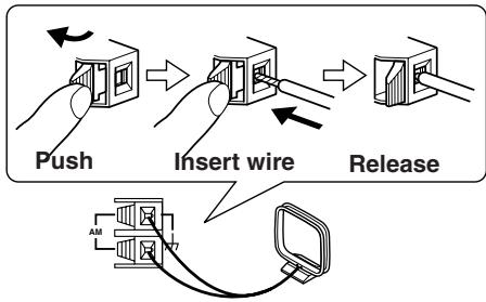 ONKYO TX-NR1000 - Connect both wires of the AM loop antenna to the AM push terminals, as shown. - 1