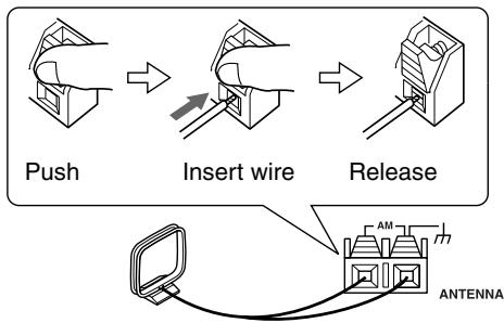 ONKYO CR-315DAB - Connect both wires of the AM loop antenna to the AM push terminals, as shown. - 1