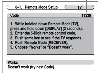 ONKYO HT-S6300 - Use / to select brand, and then press ENTER. - 2