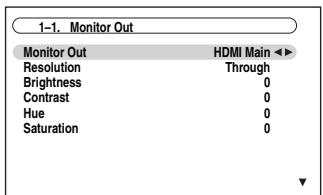 ONKYO PR-SC5507 - Use the Up and Down [A]/[V] buttons to select "1. Monitor Out", and then press [ENTER]. - 1