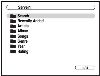 ONKYO PR-SC5507 - Use the Up and Down [▲]/[▼] buttons to select a server, and then press [ENTER]. - 1