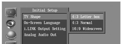 ONKYO RDV-1.1 - Use the Up and Down [] / [] buttons to select a TV shape, and then press [Enter]. - 1