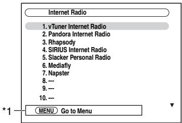 ONKYO TX-NR5008 - Press NET/USB repeatedly to select the Internet Radio screen. - 1