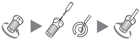 ONKYO A-5VL - Loosen the screws on the speaker terminals, insert the wires, and screw the terminals tight. - 1